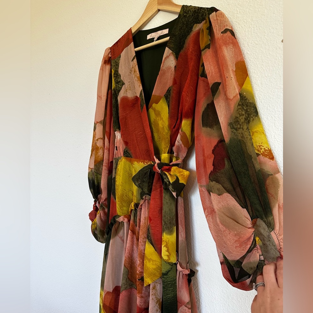 Anthropologie colorful maxi formal wrap dress - Picture 7 of 9